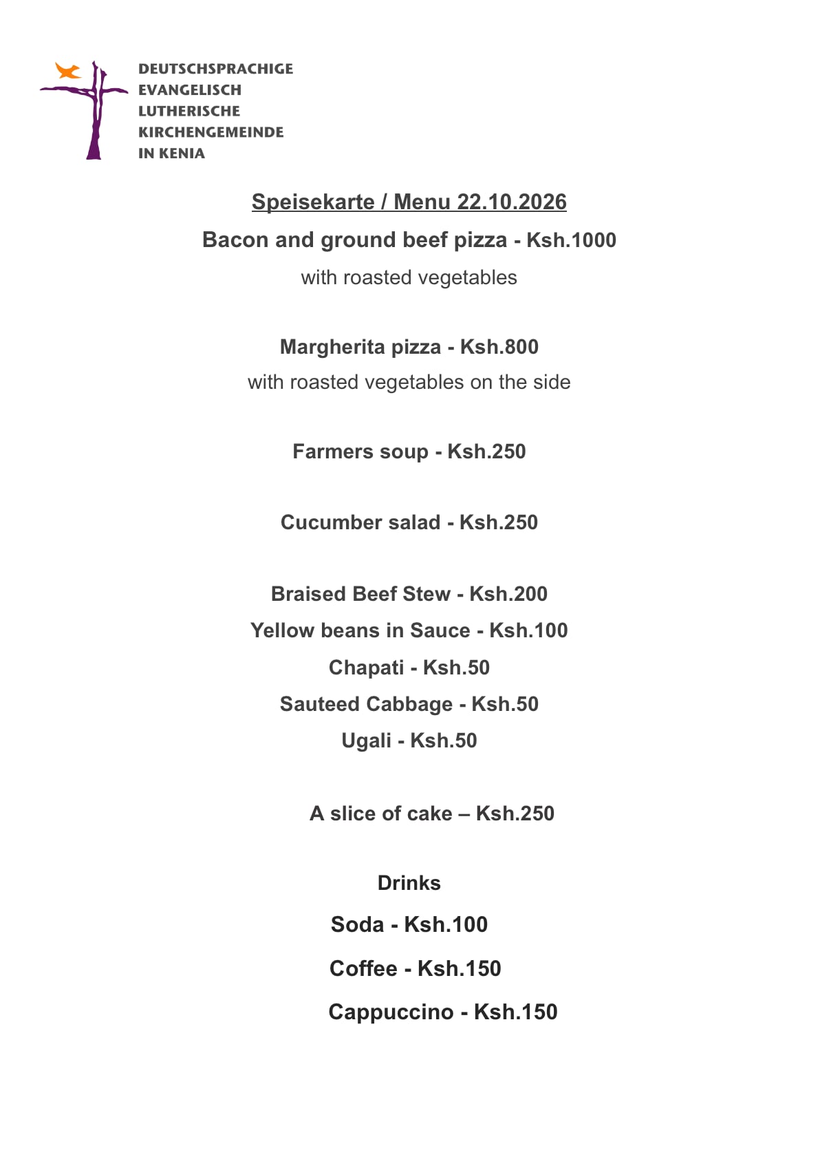 Aktuelles Menu - 22.10.2026